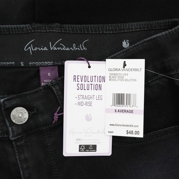 Gloria Vanderbilt Straight Leg Mid Rise Jeans, 6 - Picture 3 of 4